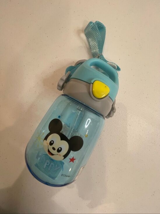 Disney Other - Disney Mickey Mouse Happy Blue Kids Water Bottle 6” w/ Strap & Original Box New